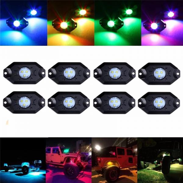 Quality LED RGB Rock Light For Trucks Multi Color Bluetooth Control Under Car LED Underbody Lights Underglow Lights Accessories for sale