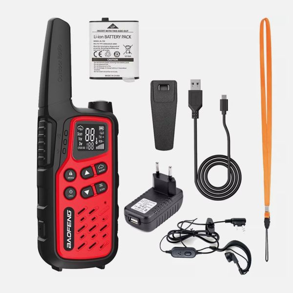 IPX4 Waterproof 5W Output Power UHF Walkie Talkie with 0-5km Talk Range and Rechargeable Battery