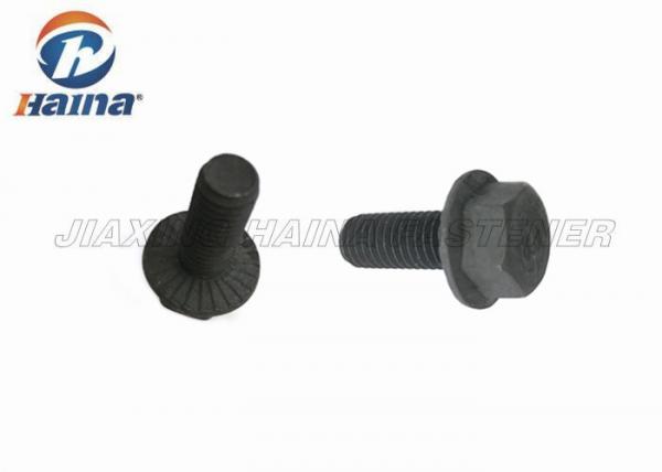 Quality M8 X 50 Hex Head Bolts High Tensile Grade 8.8 Black Finish With Serrated Flange for sale