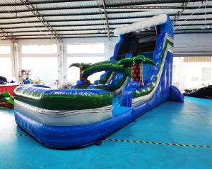 Wholesale Palm Tree Blue Bounce House Inflatable Water Slide Digital Printing from china suppliers