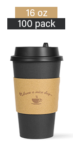 16oz black coffee cups