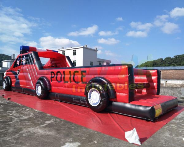 Quality Digital Printing Police Car Inflatable Obstacle Course For Advertisement for sale