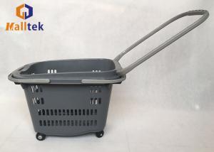 China Longlife Rolling Plastic Supermarket Basket , Shopping Basket Trolley With 4 Wheels on sale