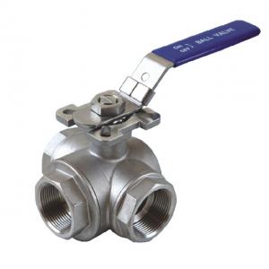 1/2 to 2 inch Stainless Steel 304 316 flow Control T L  3  way diverter ball valve with mounting pad