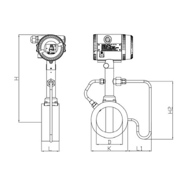 GMF603-D HART RS-485 DN15~DN300 mm Bluetooth stainless steel LCD high-pressure mulit-parameter vortex flowmeter