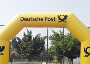 Wholesale 8.4m Commercial Full Printed PVC tarpaulin yellow color advertising inflatable archway for brand promotion from china suppliers