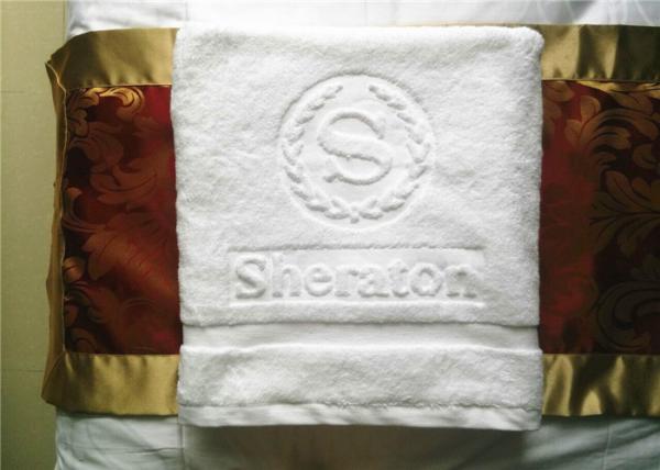 Quality 5 Star Hotel Bath Towel And 16 Spiral White Plain Weave With Jaquard Cotton for sale