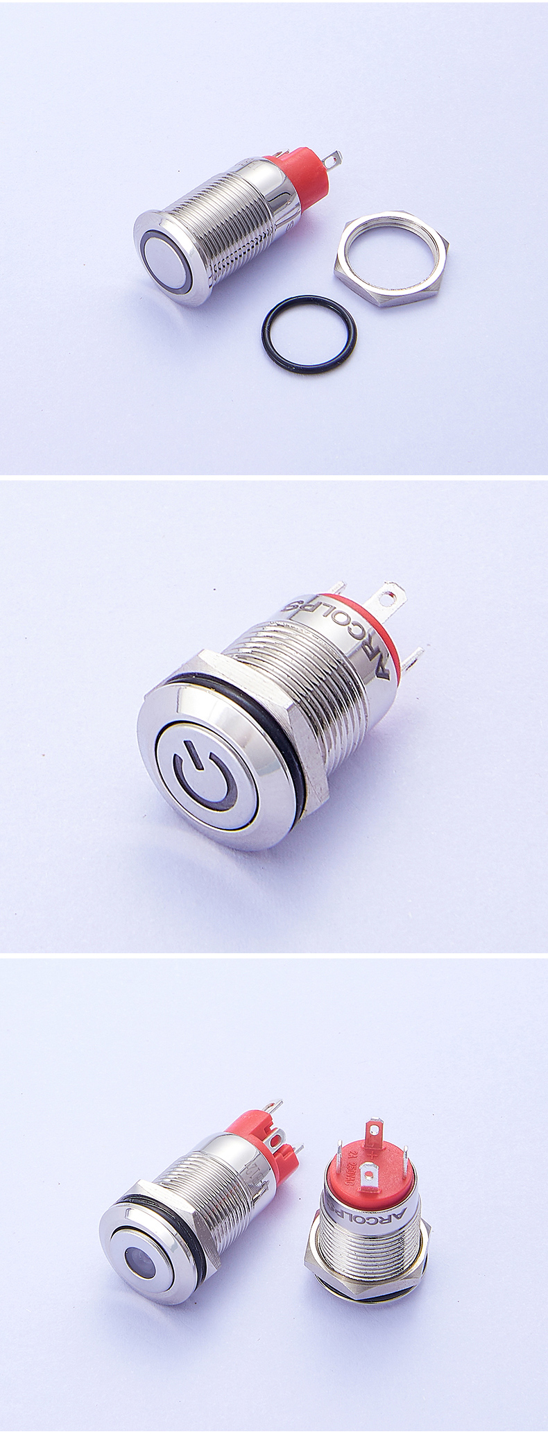 2A 10A IP67 Metal Push Button Switch On Off 2NO 10mm Momentary Switch