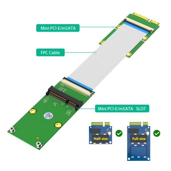 Flat Flexible Mini PCI E Cable SSD Extension MSATA Cable Adapter 2 In 1 Combo