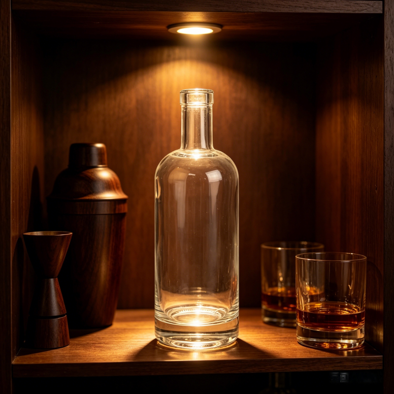 Rum Glass Liquor Bottles Cork Closure 700ml Spirits Packaging Container 650g CY-1018