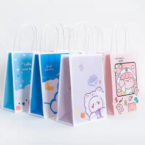 Wholesale 120gsm Bear Print Recyclable Kraft Paper Bags Custom Shopping Paper Bag For Food from china suppliers