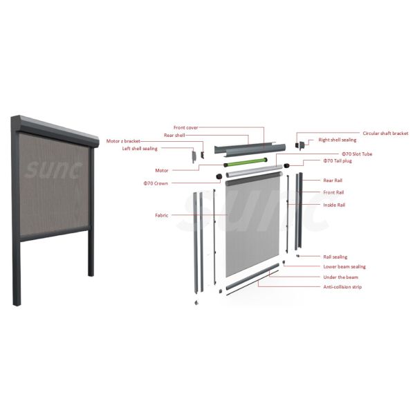 OEM Aluminium Alloy Motorized Ziptrak Blinds For Pergola Canopy