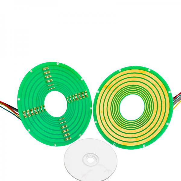 Quality 8 Circuits Pancake Slip Ring Transmitting 12A Current and 100M Ethernet Signal for sale
