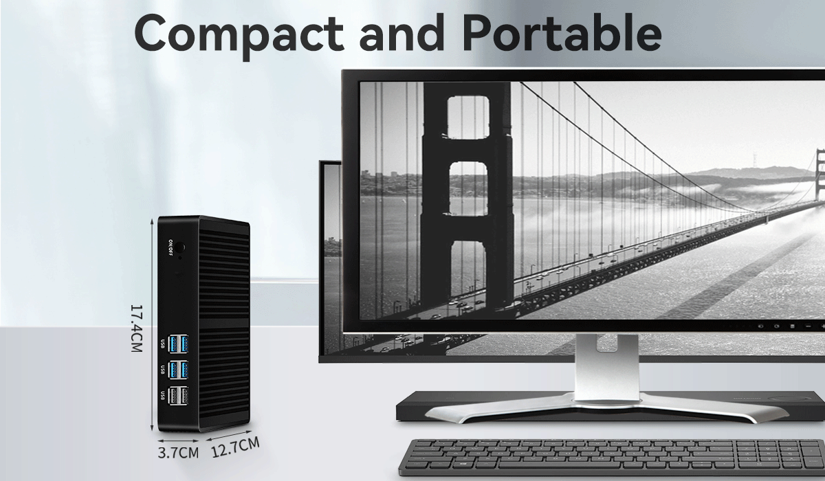 Intel Celeron And Core Fanless Mini PC With DDR3 RAM 8GB Support Dual Screen Display