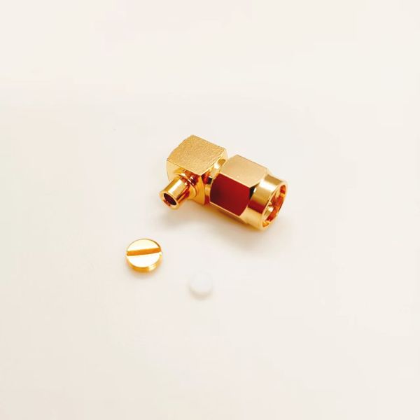 Gold Plated Brass SMA RF Connector with DC-6GHz Frequency Range and Right Angle Welded Design for RG405/086 Cable