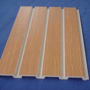 China Natural Wood Grain Decorative Slatwall Panel Pvc With Metal Hooks on sale