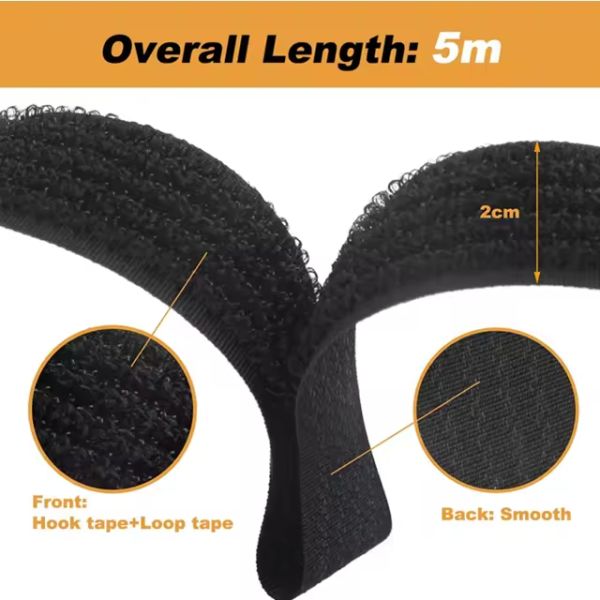 Nylon Hook And Loop Strap Black Velcro Straps Customized Color Size
