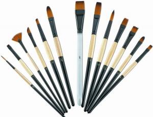 Wholesale Brown Round Tip Paint Brush , Acrylic Paint Brushes For Beginners Brass Ferrule from china suppliers