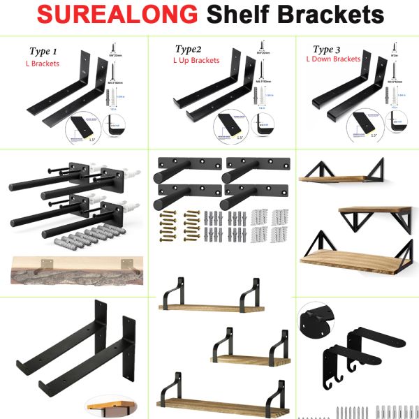 Space-saving Silver Triangle Drop Down Shelf Brackets for 4-6mm Thickness Wall Mount