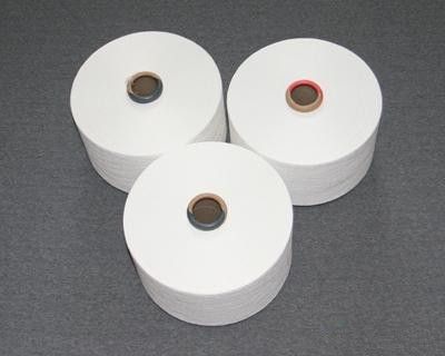 Smooth Knotless Polyester Core Spun Yarn 30 / 2 Count Paper Cone For Weaving / Knitting
