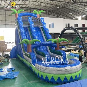 Wholesale Home Blue Large Inflatable Pool Slide 0.55mm Thick Vinyl Tarpaulin Mateiral from china suppliers