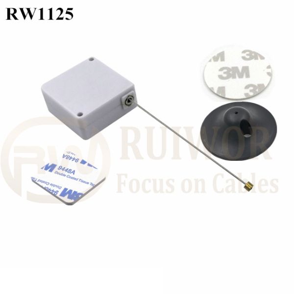 RW1125 Square Retail Security Tether Plus Dia 38mm Circular Adhesive Plastic Plate