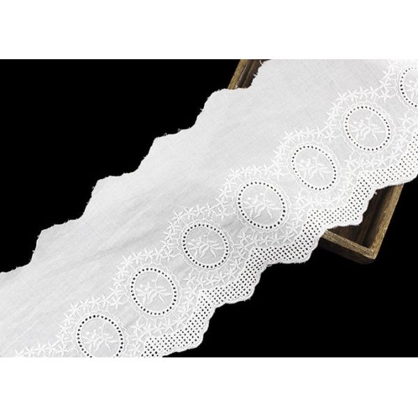 14CM Width Cotton Lace Trim Edging With Floral Pattern Scalloped Via OEKO TEX