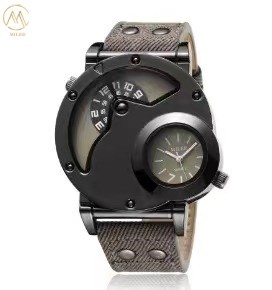 Creative Design Quartz Watch With Durable Denim Leather Strap For Teenagers