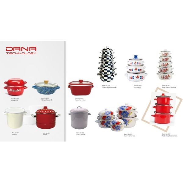 Eco Friendly Enamel Casserole Pot Italian Kitchenware Multi Purpose High Pot Solid Color