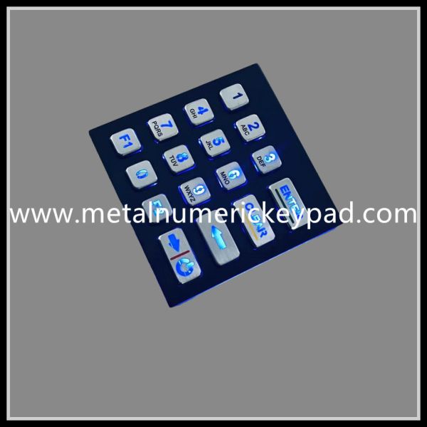 Illuminated Black 16 Key 1.5mm Backlit Numeric Keypad