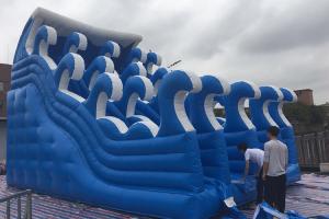 Wholesale Blue Waves Commercial Inflatable Water Slides And Pool Dual Lane Ladder from china suppliers