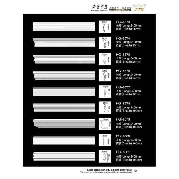 High Density Home Decor PU Building Material Polyurethane Skirting Baseboard