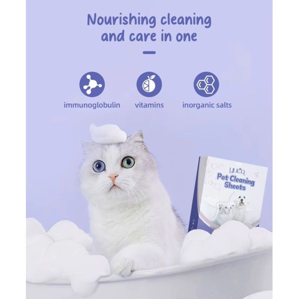 Extra Thick Pet Cleaning Sheets Disposable Lightweight Dog Shampoo Sheets For Indoor Clean