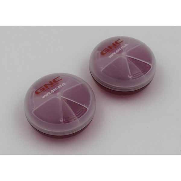 Round Shape Clear Plastic Pill Box With 3 Cpmpartments / Pill Storage Containers