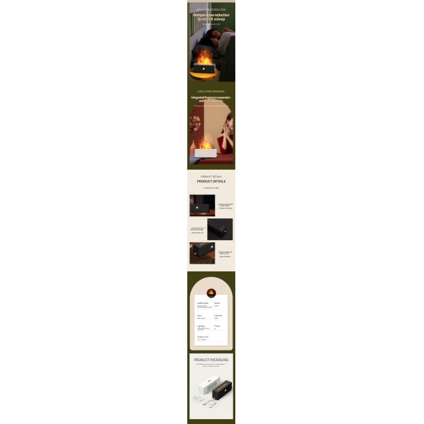 Colorful Flame Aromatherapy Humidifier with 320ml Capacity Timing Function and USB/Electric/Type-C Power