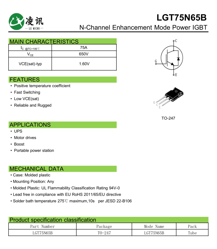 Charging Pile IGBT Transistor Multipurpose For OBC Application
