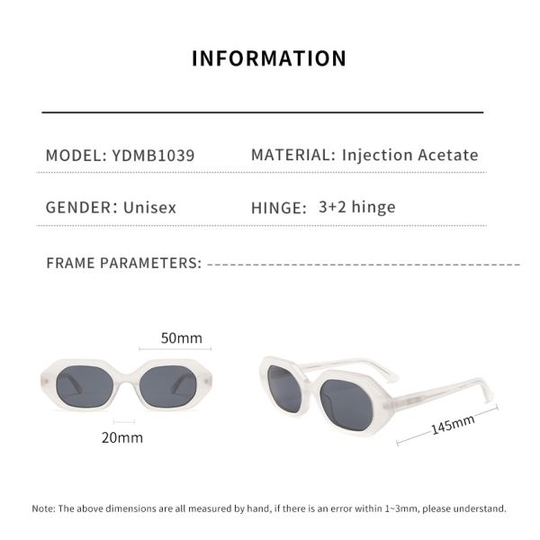 Polygonal frame Round Acetate Sunglasses Oval Lens Geometric Fashion