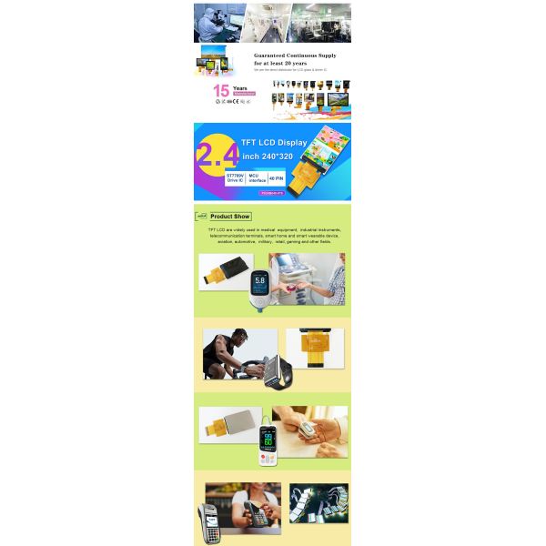 Polcd 2.4 Inch MCU Interface TFT Display Driver IC ST7789V2 240x320 Resolution 2.4 inch TFT LCD Modules