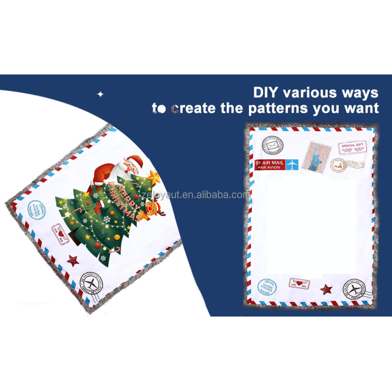 ZELOYAUT Post Card Throw Blanket Custom Blanket Super Soft 100% Polyester and Velvet Blank Sublimation Blanket for Home Decorate