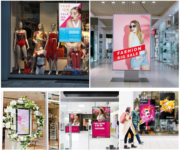 55 Inch Window Lcd Display Indoor High Brightness Ceiling Hanging Retail Advertising